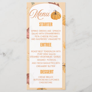 Menu Cardápio de Abóbora de Outono Elegante – Dia de Aç