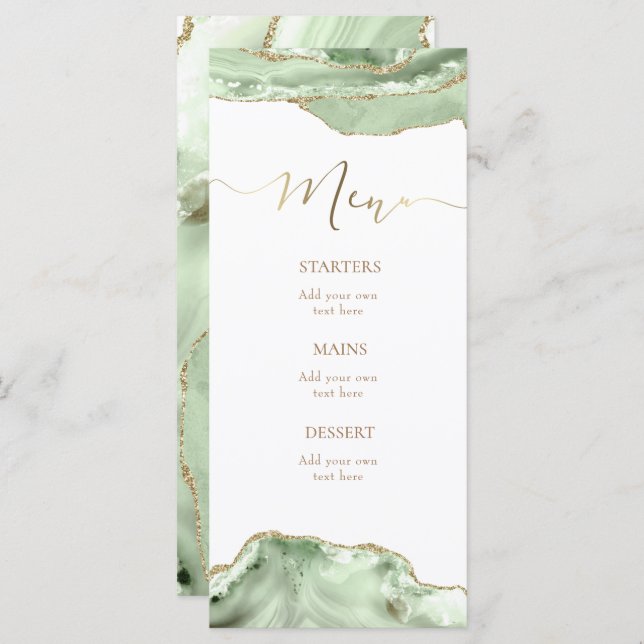 Menu cardápio de ágata verde (Frente/Verso)