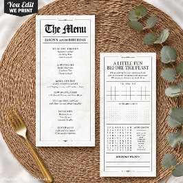 Menu Cardápio de Aniversário Personalizado, Interativo