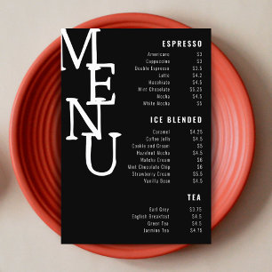 Menu Cardápio de Bar da Eternidade Preto Moderno Petite