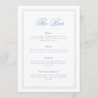 Menu Cardápio de Bar de Casamento Elegante e Atemporal