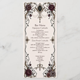 Menu Cardápio de Bar de Casamento Floral Gótico Vitoria