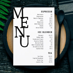 Menu Cardápio de Bar de Eternidade Branco Moderno Petit