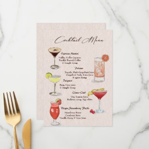 Menu Cardápio de Bebida Coquetel Aquarela