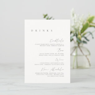 Menu Cardápio de Bebidas de Casamento Minimalista Elega