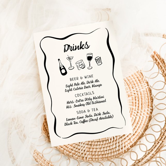 Menu Cardápio de Bebidas Moderno e Caprichoso à Mão (Criador carregado)