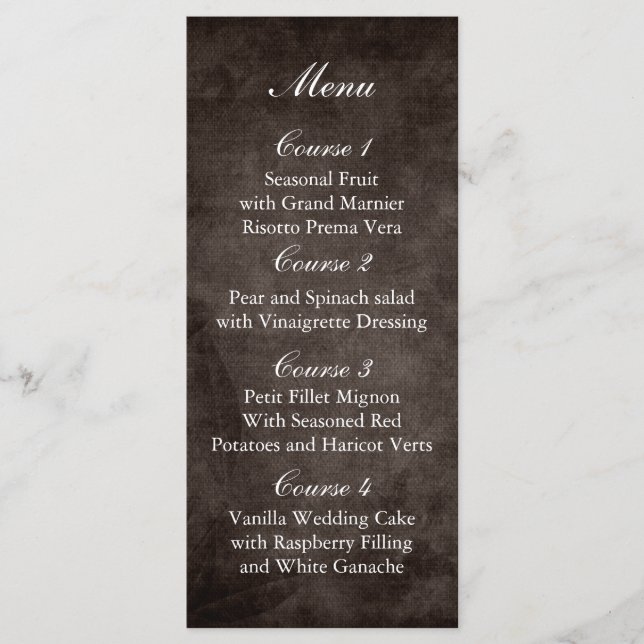 Menu cardápio de boião de pedras rústicas marrom (Frente)