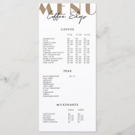 Menu Cardápio de Café Minimalista Moderno