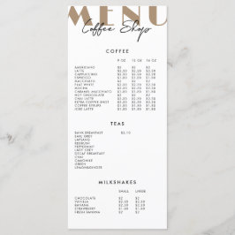 Menu Cardápio de Café Minimalista Moderno