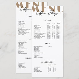 Menu Cardápio de Café Minimalista Moderno de 2 Lados