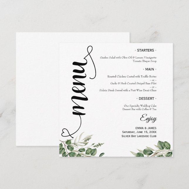 Menu Cardápio de Camão Redondo de Noivado com Rotulo d (Frente/Verso)