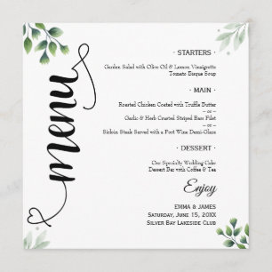 Menu Cardápio de Camaãe Redondo de Noiva com Grafismo d