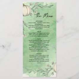 Menu Cardápio de Casamento Abóbora Outono Verde Rústico