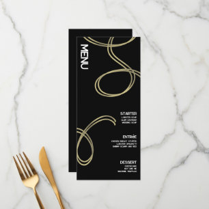 Menu Cardápio de Casamento Abstrato Preto e Branco Gira