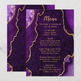 Menu Cardápio de Casamento Ágata Roxo e Dourado