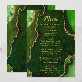 Menu Cardápio de Casamento Ágata Verde e Dourado