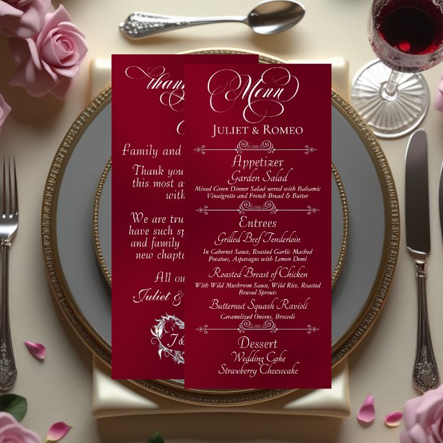 Menu Cardápio de Casamento & Agradecimento - Borgonha (Criador carregado)