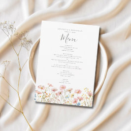 Menu Cardápio de Casamento Aquarela Floral de Flor Silv