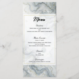 Menu Cardápio de Casamento Aquarela Praia Dourado Cinza