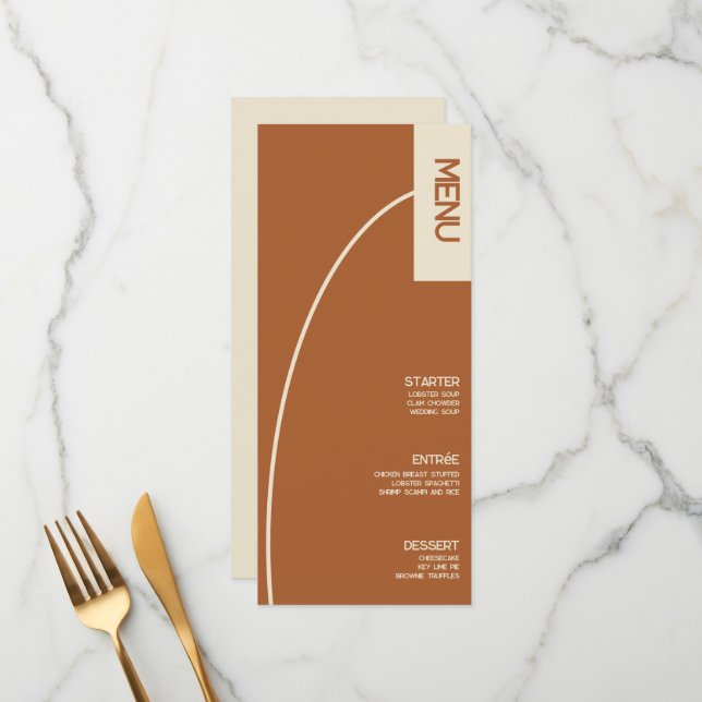 Menu Cardápio de Casamento Arch Tan Terracotta (Frente/Verso In Situ)