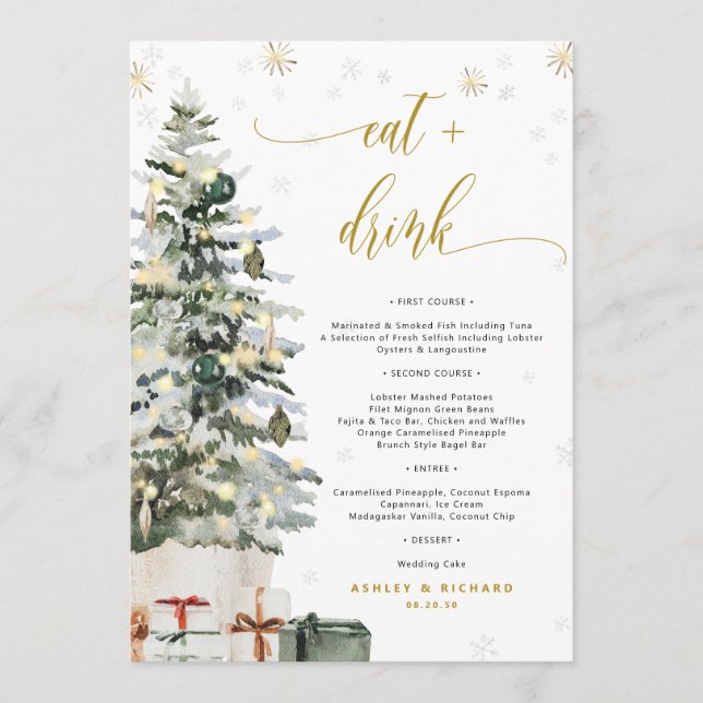 Menu Cardápio de Casamento Árvore de Natal (Frente)