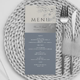 Menu Cardápio de Casamento Azul Elegante e Empolado