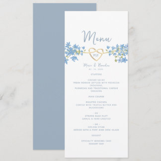 Menu Cardápio de Casamento Azul Empoeirado