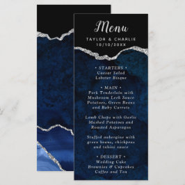 Menu Cardápio de Casamento Azul Marinho e Ágata Pratead