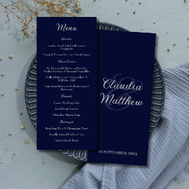 Menu Cardápio de Casamento Azul Marinho e Prata Elegant