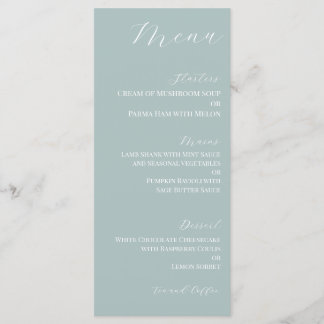 Menu Cardápio de casamento azul pálido escuro minimal