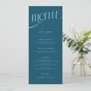 Menu Cardápio de Casamento Azul Turquesa com Espiral El