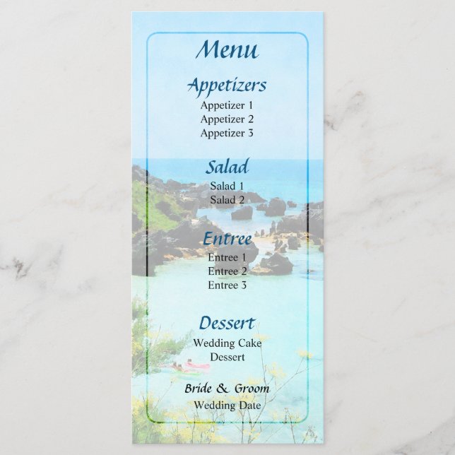Menu Cardápio de Casamento Beach St. Georges Bermuda (Frente)