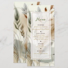 Menu Cardápio de casamento boho botânico moderno com fo