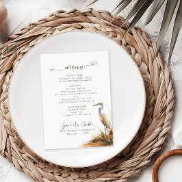Menu Cardápio de Casamento Boho Costeiro Garça