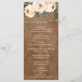 Menu Cardápio de Casamento Boho Marrom Floral Bege Neut