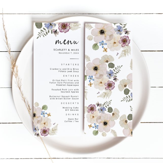 Menu Cardápio de Casamento Boho Moderno (Modern Botanical Boho Wedding Menu by Painted Paperie
)