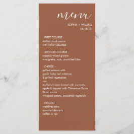 Menu Cardápio de Casamento Boho Terracota
