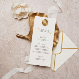 Menu Cardápio de Casamento Bola de Discoteca Dourada Mi