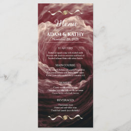 Menu Cardápio de Casamento Borgonha Rosa Vermelha Român