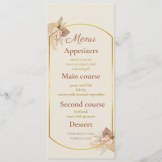 Menu Cardápio de Casamento Botânico Minimalista - Rústi