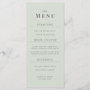 Menu Cardápio de Casamento Botânico Minimalista Verde M