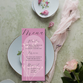 Menu Cardápio de Casamento Botânico Moderno Rosa