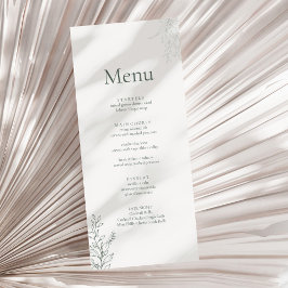 Menu Cardápio de Casamento Botânico Verde Sage Minimali