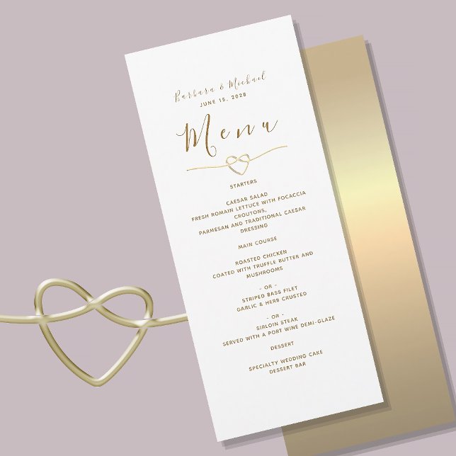 Menu Cardápio de Casamento Branco e Dourado Moderno e E (Criador carregado)