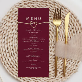 Menu Cardápio de Casamento Burgundy Romântico