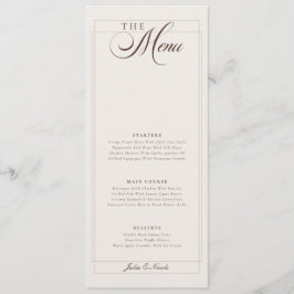 Menu Cardápio de Casamento Caligrafia Marfim Choco Clás