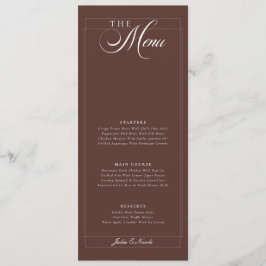 Menu Cardápio de Casamento Caligrafia Marfim Choco Clás
