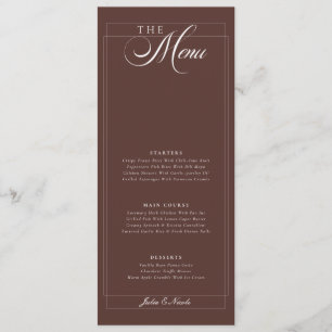 Menu Cardápio de Casamento Caligrafia Marfim Choco Clás