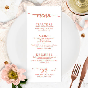 Menu Cardápio de Casamento Caligrafia Rosa Dourada Eleg