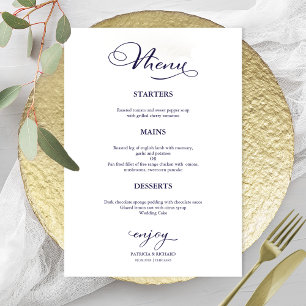 Menu Cardápio de Casamento Caligrafia Simples Elegante